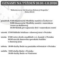 Oznamy na týždeň 26.10.2026 - 1.11.2026