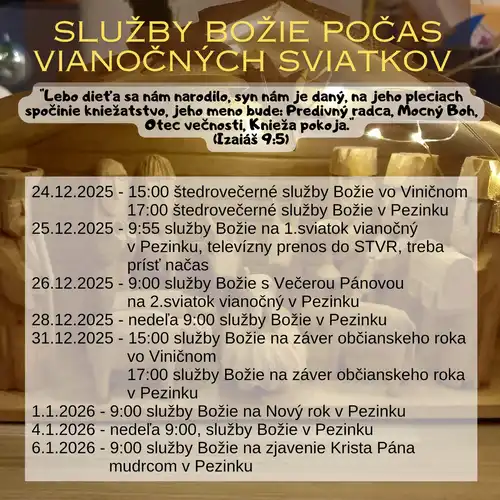 Služby Božie počas vianočných sviatkov