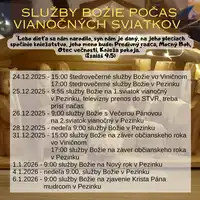 Služby Božie počas vianočných sviatkov