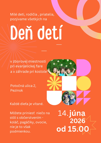 Deň detí 14.6.2026 o 15:00 v zborovej miestnosti