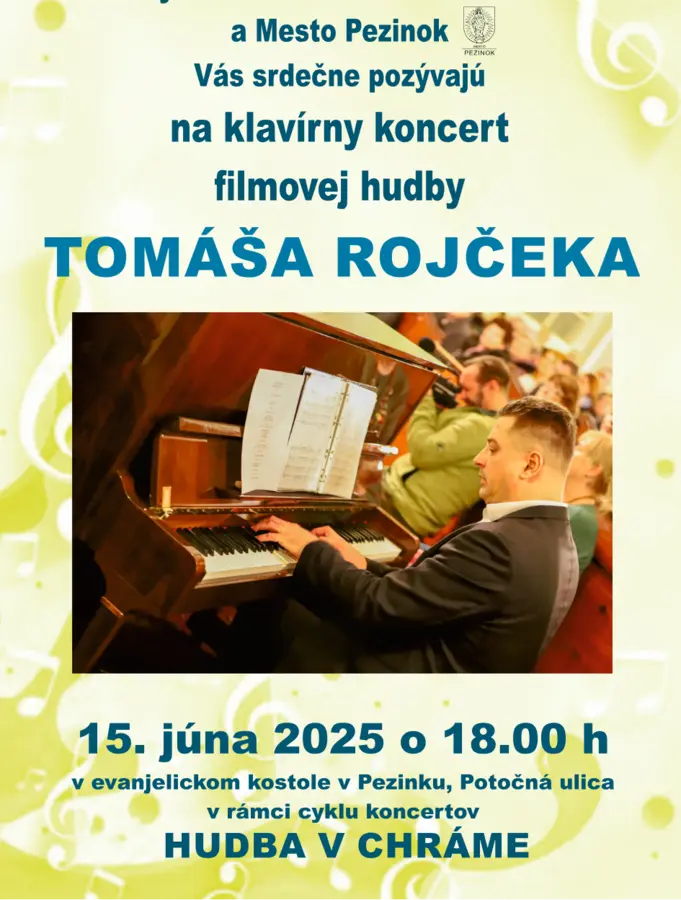 Klavírny koncert filmovej hudby Tomáša Rojčeka dňa 15.6.2025