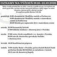 Oznamy na týždeň 19.10.2026-25.10.2026