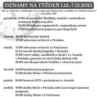 Oznamy na týždeň 1.12.2025-7.12.2025
