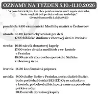 Oznamy na týždeň 5.10.2026-11.10.2026