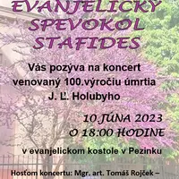 10.6.2023 o 18:00 Koncert spevokolu STAFIDES k 100-tému výročiu úmrtia J.Ľ.Holubyho